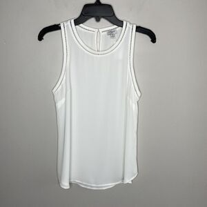 J CREW Top Womens 2 Ivory Sleeveless NEW Ladder Trim Lightweight AD366